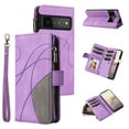 thumbnail image 1 of Multifunctional Case for Google Pixel 6 Pro,[RFID Blocking] 9 Credit Cards Holder with Wrist Strap, Premium PU Leather Zipper Wallet Purse Magnetic Flip Phone Cover for Google Pixel 6 Pro, Purple, 1 of 12