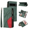 thumbnail image 1 of Multifunctional Case for Google Pixel 7 Pro,[RFID Blocking] 9 Credit Cards Holder with Wrist Strap, Premium PU Leather Zipper Wallet Purse Magnetic Flip Phone Cover for Google Pixel 7 Pro, Green, 1 of 12