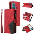 thumbnail image 1 of Multifunctional Case for Motorola Moto G60,Card Slots[RFID Blocking],Durable Flip Folio Kickstand Magnetic Closure Leather Zipper Wallet Wrist Strap Shockproof Case for Motorola Moto G60, Red, 1 of 12