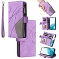 thumbnail image 1 of Multifunctional Case for Samsung S20 FE,[RFID Blocking] 9 Credit Cards Holder with Wrist Strap, Premium PU Leather Zipper Wallet Purse Magnetic Flip Phone Cover for Samsung Galaxy S20 FE, Purple, 1 of 11