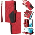 thumbnail image 1 of Multifunctional Case for Samsung S20 Plus,Card Slots[RFID Blocking],Durable Flip Folio Kickstand Magnetic Closure Leather Zipper Wallet Wrist Strap Shockproof Case for Samsung Galaxy S20 Plus, Red, 1 of 11