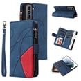 thumbnail image 1 of Multifunctional Case for Samsung S21,[RFID Blocking] 9 Credit Cards Holder with Wrist Strap, Premium PU Leather Zipper Wallet Purse Magnetic Flip Phone Cover for Samsung Galaxy S21, Blue, 1 of 12