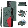 thumbnail image 1 of Multifunctional Case for Samsung S21,[RFID Blocking] 9 Credit Cards Holder with Wrist Strap, Premium PU Leather Zipper Wallet Purse Magnetic Flip Phone Cover for Samsung Galaxy S21, Green, 1 of 12