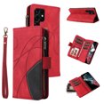 thumbnail image 1 of Multifunctional Case for Samsung S23 Ultra, 9 Credit Cards Holder with Wrist Strap, Premium PU Leather Zipper Wallet Purse Magnetic Flip Phone Cover for Samsung Galaxy S23 Ultra, Red, 1 of 12