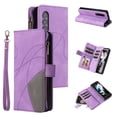 thumbnail image 1 of Multifunctional Case for Samsung Z Fold 3,[RFID Blocking] 9 Credit Cards Holder with Wrist Strap, Premium PU Leather Zipper Wallet Purse Magnetic Flip Phone Cover for Samsung Galaxy Z Fold 3, Purple, 1 of 12