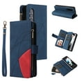 thumbnail image 1 of Multifunctional Case for Samsung Z Fold 3,[RFID Blocking] 9 Credit Cards Holder with Wrist Strap, Premium PU Leather Zipper Wallet Purse Magnetic Flip Phone Cover for Samsung Galaxy Z Fold 3, Blue, 1 of 12