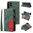 thumbnail image 1 of Multifunctional Case for iPhone XS Max,[RFID Blocking] 9 Credit Cards Holder with Wrist Strap, Premium PU Leather Zipper Wallet Purse Magnetic Flip Phone Cover For iPhone XS Max, Green, 1 of 12