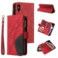 thumbnail image 1 of Multifunctional Case for iPhone XS, iPhone X,[RFID Blocking] 9 Credit Cards Holder with Wrist Strap, Premium PU Leather Zipper Wallet Purse Magnetic Flip Phone Cover For iPhone X/XS, Red, 1 of 12