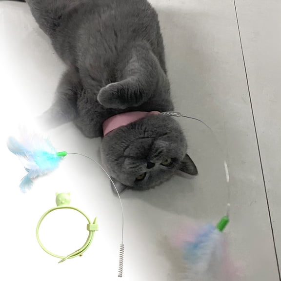 Multifunctional Cat Teaser Toy Interactive Pet Collar with Feather for Indoor Self Play and Exercise