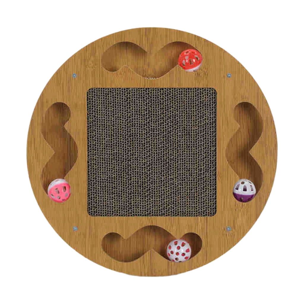Interactive Cats Toy with Teasing Track Ball Circuit Toy with Scratch Pad Multifunctional Cats Teasing Toy