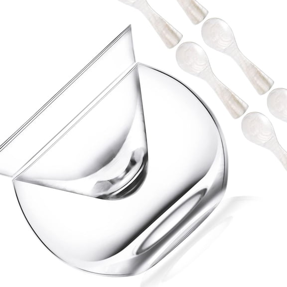 Multifunctional Caviar Serving Tray Set Clear Glass Caviar Serving Dish with Spoon Dishwasher Safe for Preservation