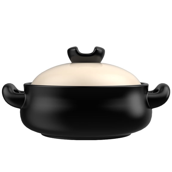 Multifunctional Ceramic Casserole Stew Pot, High Temp Resistant Crack-Proof Clay Cooking Pot, Multi-Use Porcelain Pot for Soup, Noodle & Rice Cooking