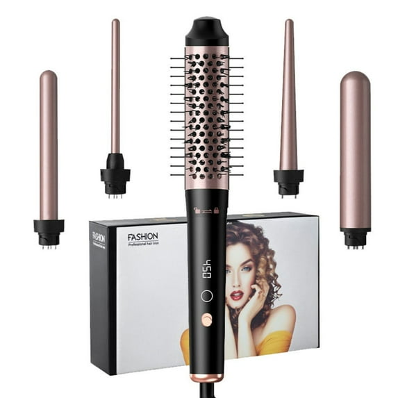 Multifunctional Ceramic Curling Iron Set – 5 Interchangeable Barrels & Even Heat for All Hair Types(Gold)