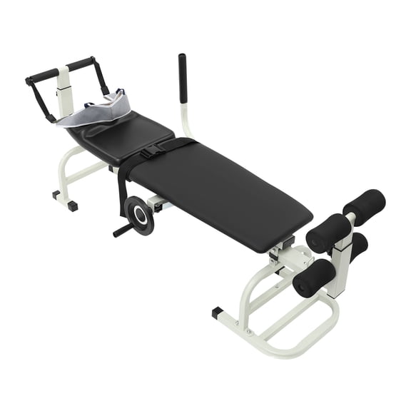 Multifunctional Cervical Lumbar Traction Bed, Back Stretch Bench Handwheel Adjustable Neck Spine Leg Stretcher for Home Use, 330 lbs Max Load, Fit 4.92‑5.91ft Users