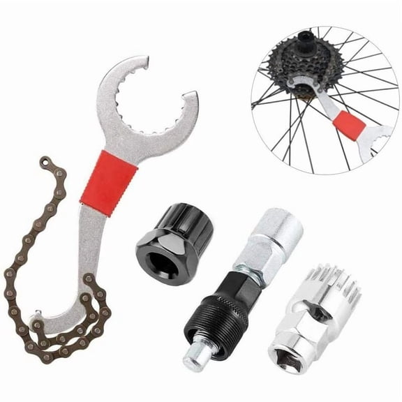 Multifunctional Chain Whip Bike Cassette Removal Tool Bicycle Repair Kit Chain Whip with Crank Puller and Bearing Remover for Bike Repair