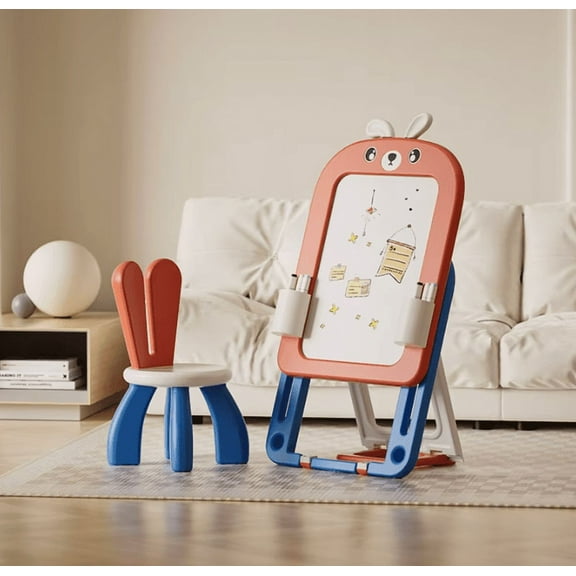 Multifunctional Childrens drawing board with Chair- Red