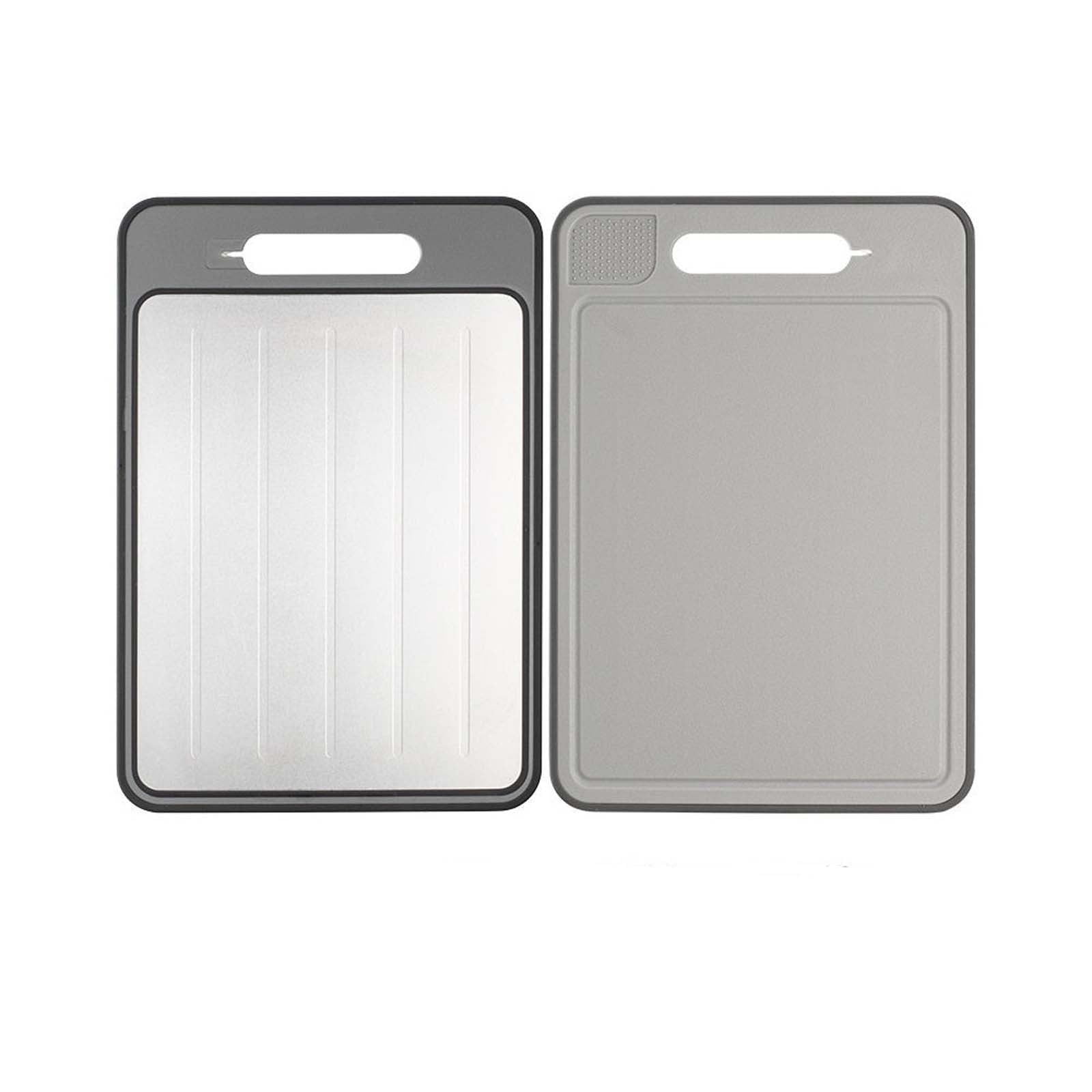 Multifunctional Chopping Board Double-Sided Aluminum Alloy Thawing Cutting Board Fast Defrosting Board with Knife Sharpening Area Kitchen Prep Board