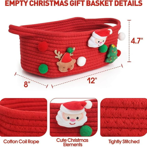 Multifunctional Christmas Gift Basket Set Tote Bags with Santa Storage for Holiday Party Gift Wrapping and Festive Celebration Organization