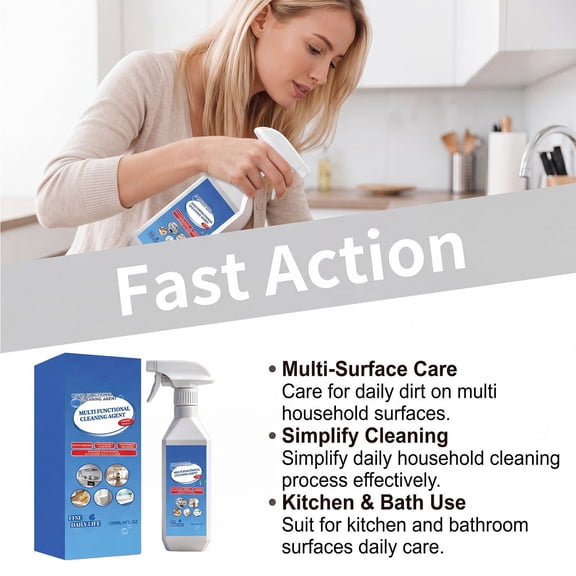 Multifunctional Cleaning Spray, All-in-One Cleaner for Bathrooms Kitchens, Powerful Stain Removal, 4.1 fl oz