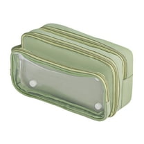 Multifunctional Clear Pe-n Pen-cil Case Stu-dent Large Capacity Stationery Storage Bag Zippers Stationery Storage Pouches,Green