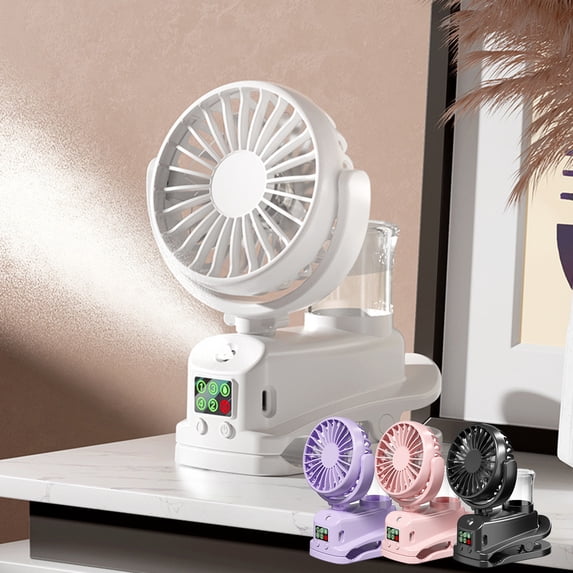 Multifunctional Clip on Spray Fan 4 Speed Settings 360 Degree Rotation 1200mAh Rechargeable Portable Mini Fan for Office Home Outdoor by PALIFEUR