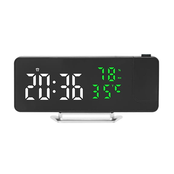 Multifunctional Clock With Projection, LED Mirror Display Time Temperature Humid