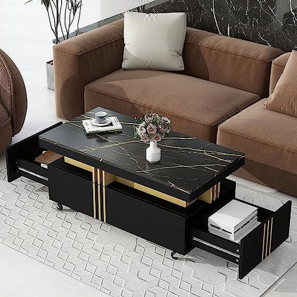 Multifunctional Coffee Table with 2 Drawers Extendable Coffee Cocktail