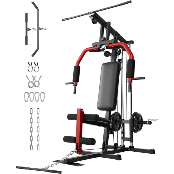 Multifunctional Compact Home Gym Equipment With Cable Pulley System All In One Full Body Exercise Weight Machine Station For Strength Training Chest Press And Lat Pulldown