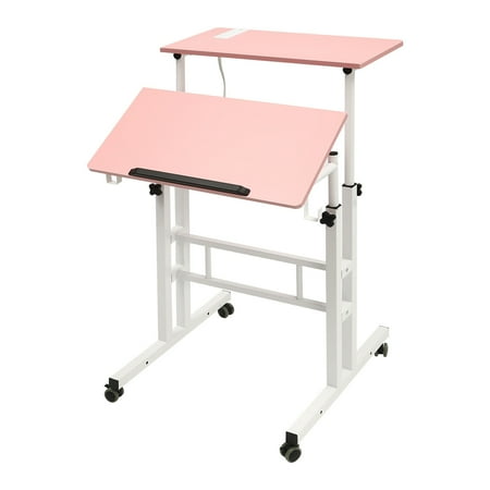 Multifunctional Computer Desk Mobile Standing Desk Adjustable Stand Up Laptop Desk Workstation Rectangular Free Standing