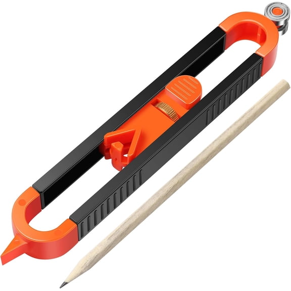 Multifunctional Contour Gauge with Lock, Adjustable Profile Scribing Tool with Pencil Holder for Woodworking, Corner, Edge and Irregular Shape Measuring