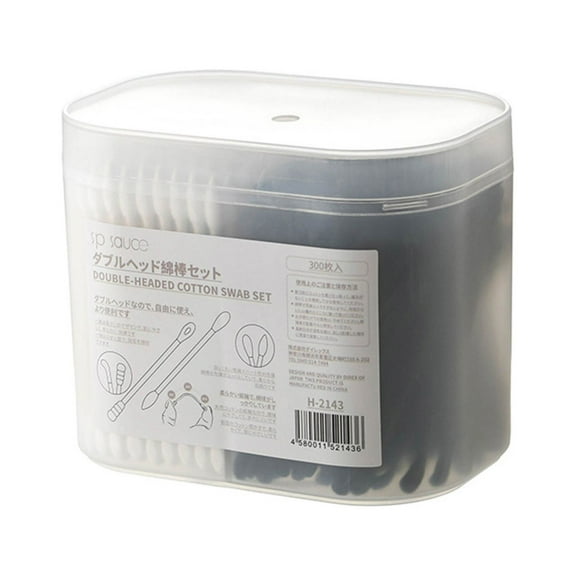 Multifunctional Cotton Swabs - Spiral and Earpick Shaped Tips, Wood Pulp Paper Stick, Includes Clear Storage Box, Safe for Ears and Nose,300pcs