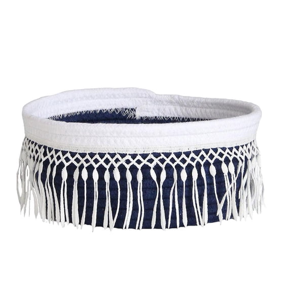 Multifunctional Cotton Woven Basket Laundry Hamper Decorative Organizer Washable Blue
