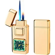 Multifunctional Creative Lighter with Integrated Watch, Voice-Activated Dual-Fire Lighter, Five-Mode Ignition, Reusable Smart Lighters, for Men, Father, Husband