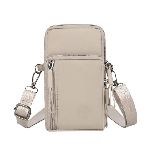 Multifunctional Crossbody Phone Bag with Adjustable Strap and Multiple Pockets - Khaki