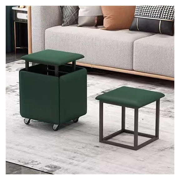 Multifunctional Cube Ottoman with Storage,5 in 1 Nesting Ottoman Cube Chair,Stackable Sofa Chair Stool Movable Footstool Dressing Chair for Living Room