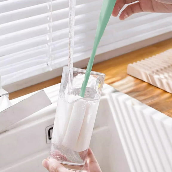Multifunctional Cup Cleaning Brush,Retractable Swivel Sponge Brush for Household Cups Tea Bottles,Three-in-One Cleaning Tool for Home Kitchen Countertops Cup Cleaning and Car Interior Use-Green