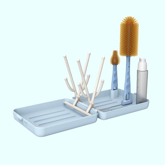 Multifunctional Cup Cleaning & Drying Rack Set with Brush Kit – Space-Saving Sink Organizer for Baby Bottles, Tumblers, and Glassware