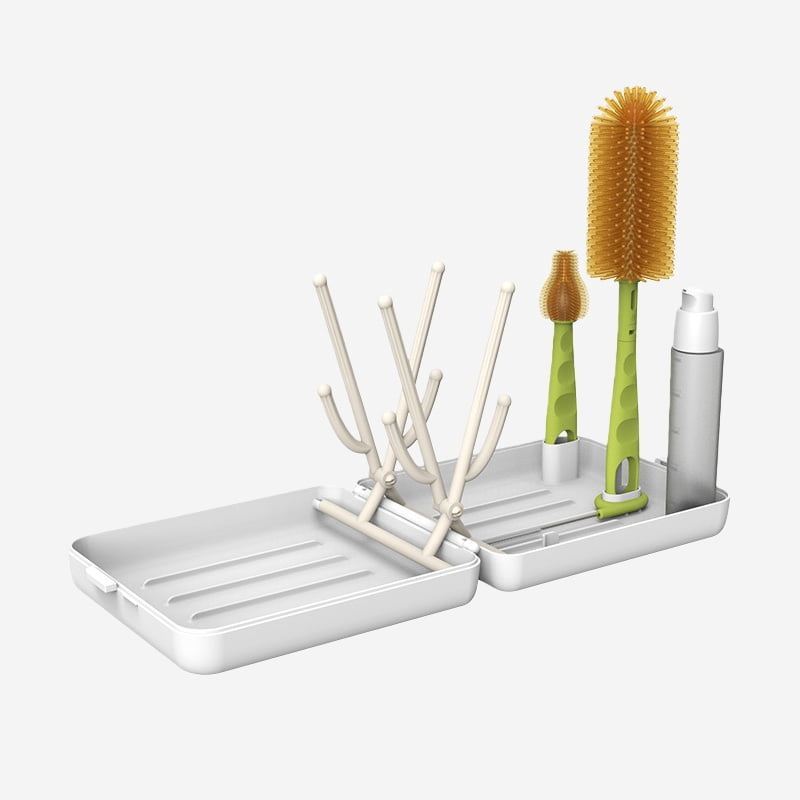 Multifunctional Cup Cleaning & Drying Rack Set with Brush Kit – Space-Saving Sink Organizer for Baby Bottles, Tumblers, and Glassware