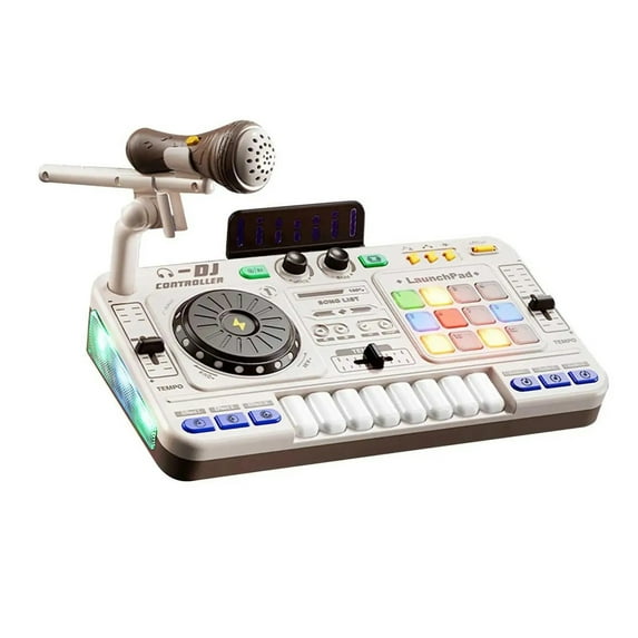 Multifunctional DJ Mixer For Kids With Light Up Buttons And Realistic Sound