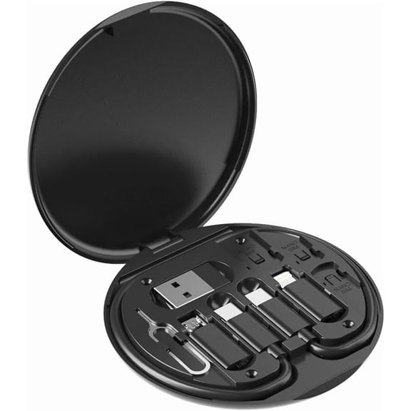 Multifunctional Data Cable Storage Box Adaptor for USB-C and Micro-USB Devices Universal Data Transfer Cable