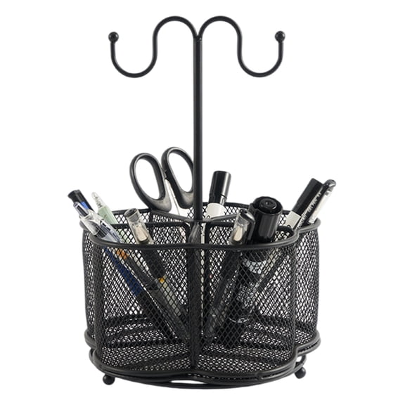 Multifunctional Desk Organiser Pen Holder with 5 Compartments and Keychain Hook for Pen, Staplers, Notes Paper, Marker