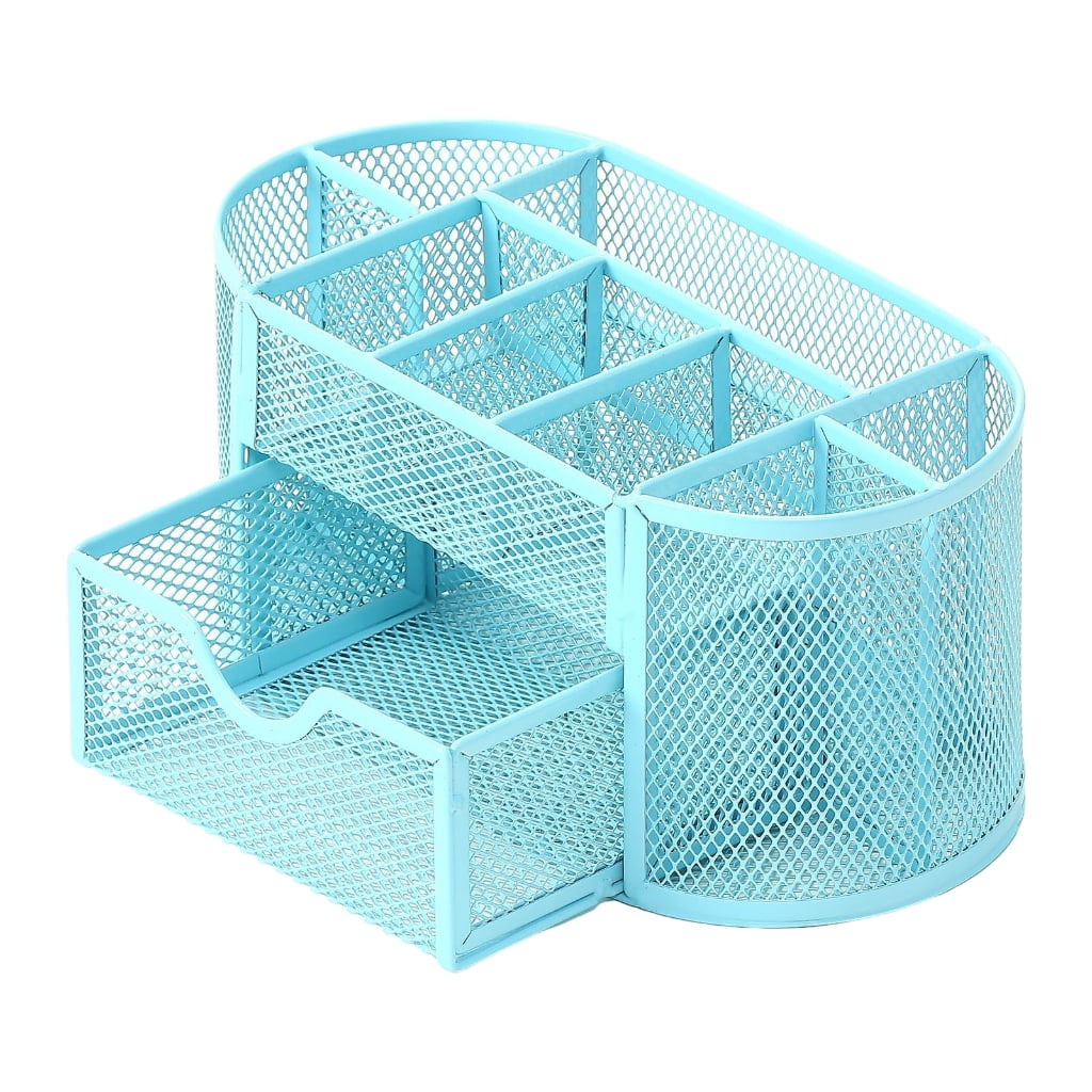 Multifunctional Desk Organisers Pen Holder with 8 Compartments and Sliding Drawer for Pen, Staplers, Notes Paper, Marker