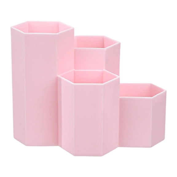 Multifunctional Desktop Organizer Caddy - Pink Compartmented Storage Tray, for Pens Brushes Art Supplies Bathroom Countertop