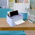 thumbnail image 1 of Multifunctional Desktop Organizer with Tissue Dispenser and Phone Stand - 2 Compartment Storage Box for Remote Controls & Office Supplies, 21x16x12.5cm, 1 of 3
