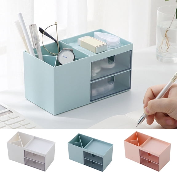 Multifunctional Desktop Organizer with Drawers Space-Saving Storage Solution for Office Supplies, Makeup, and Accessories