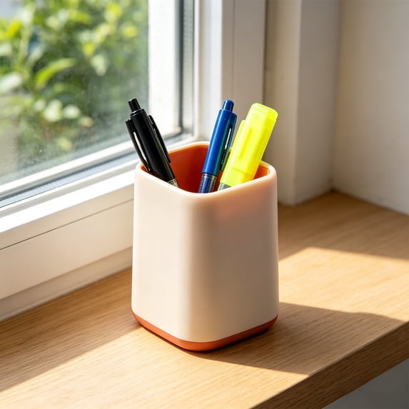 Multifunctional Desktop Plastic Pen Holder Large Capacity Non-slip Stable Stationery Cup For Home Classroom Office Daily Desk Organization(Pink)