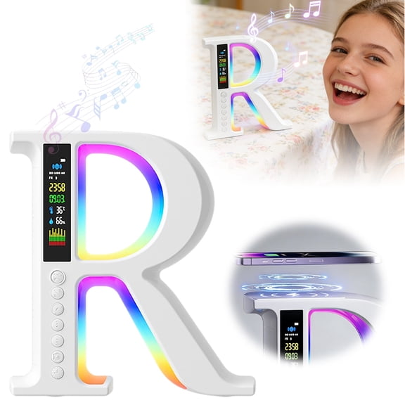 Multifunctional Desktop Speaker with Wireless Charging 7-Color Ambient Light Digital Clock Display and Alarm Function