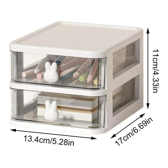 Multifunctional Desktop Storage Drawer Organizer With Pen Holder And Jewelry Box, Multi-Layer Plastic Storage Rack For Home Office Vanity, White Or Pink White 2 Layers