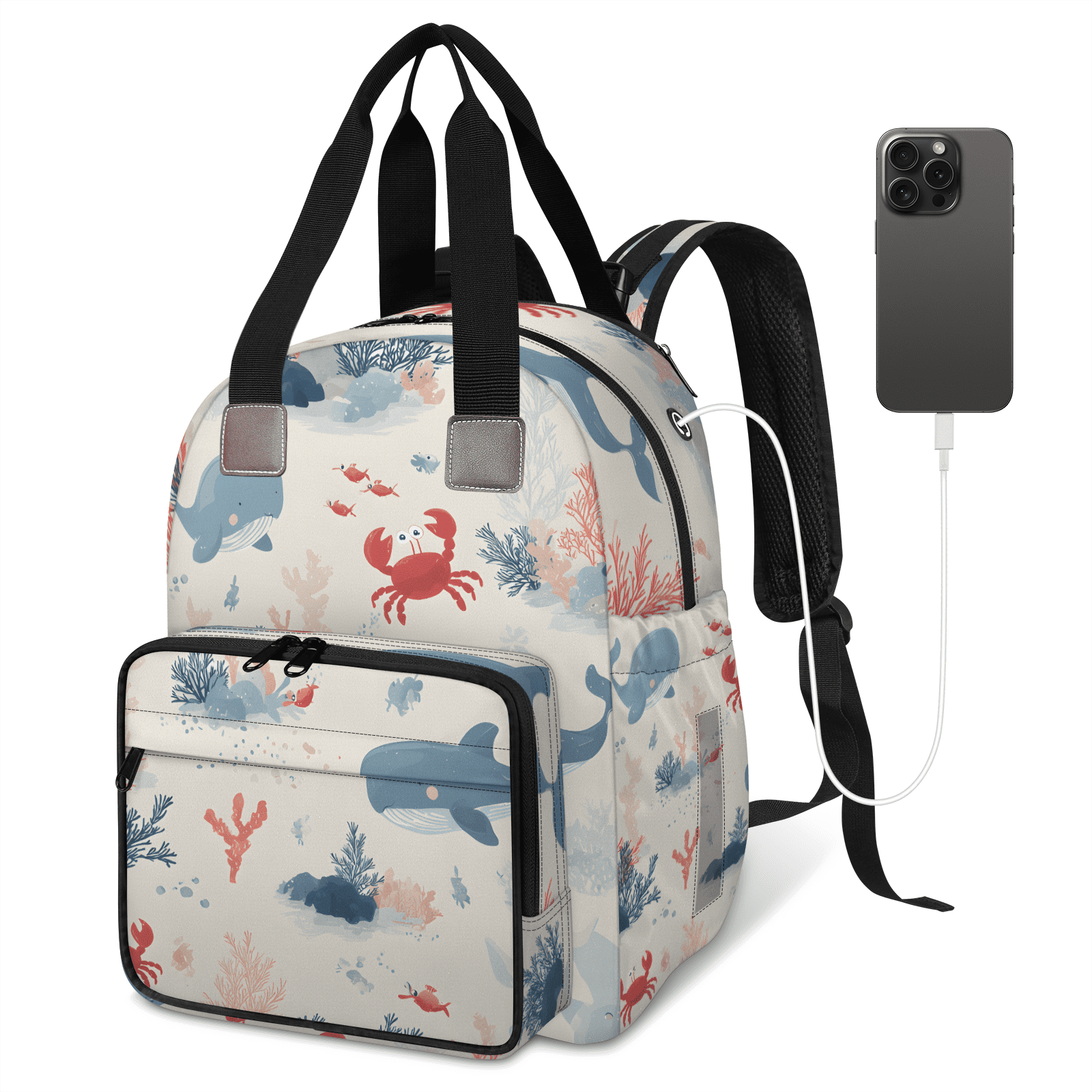 Multifunctional Diaper Bag Backpack with USB Port & Stroller Straps,Large Capacity Maternity Baby Bag for Mom & Dad