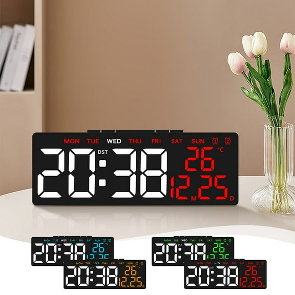 Multifunctional Digital Alarm Clock with Temperature Display - Dual Power Source Adjustable Brightness Desktop Essential